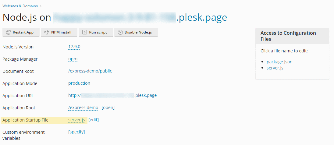 Configuration server.js