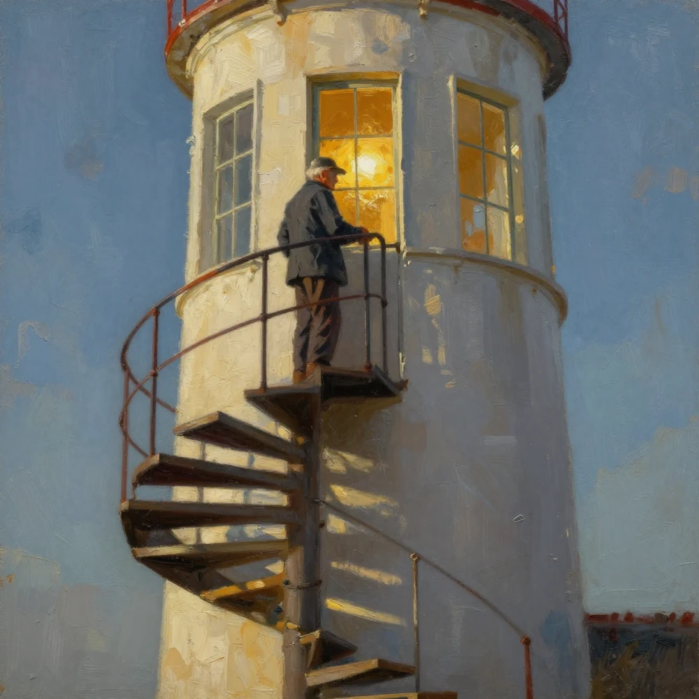 Génération Z-Image-Turbo : A weathered lighthouse keeper in his 70s standing ...
